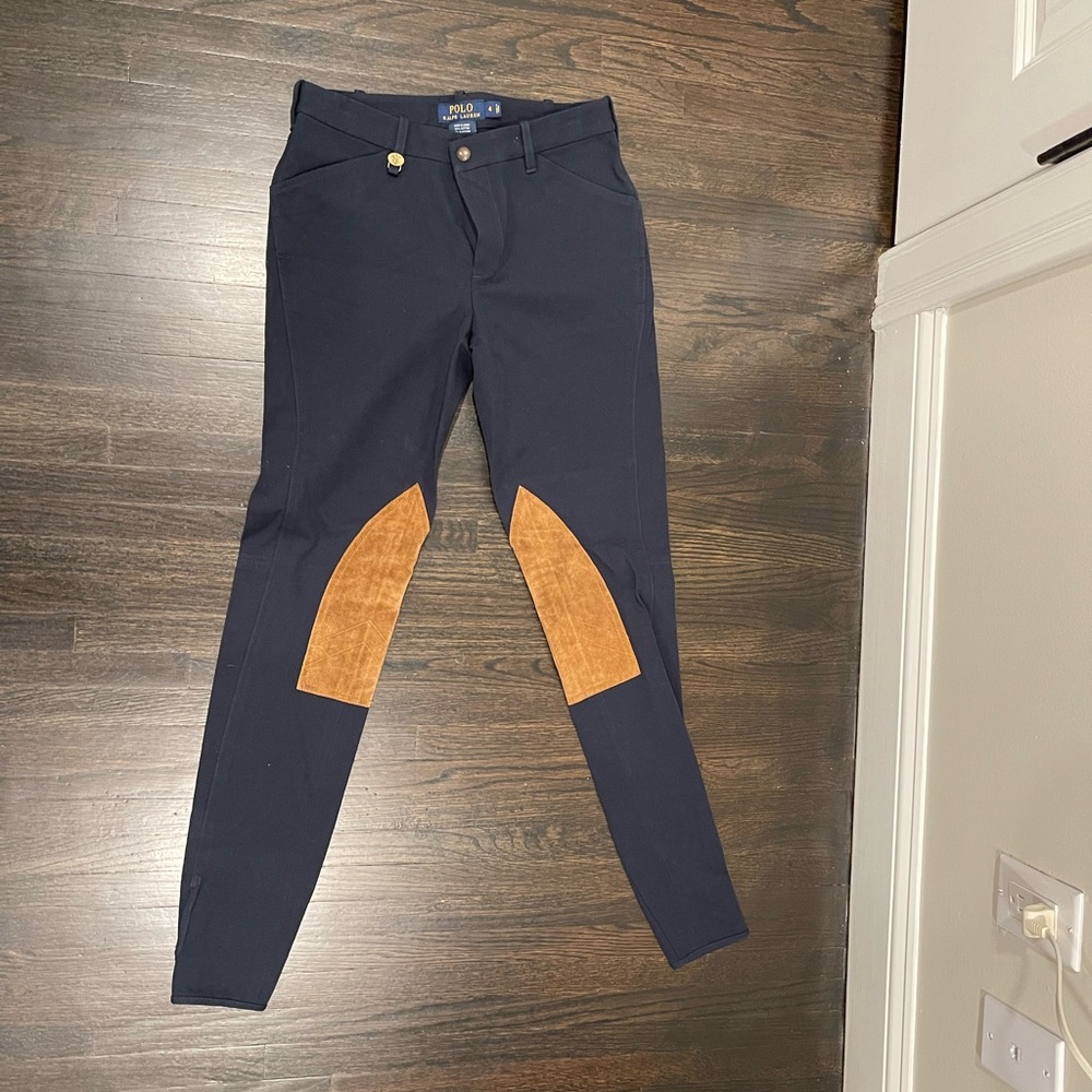 Polo Ralph Lauren navy pant with suede knee patch - size 4